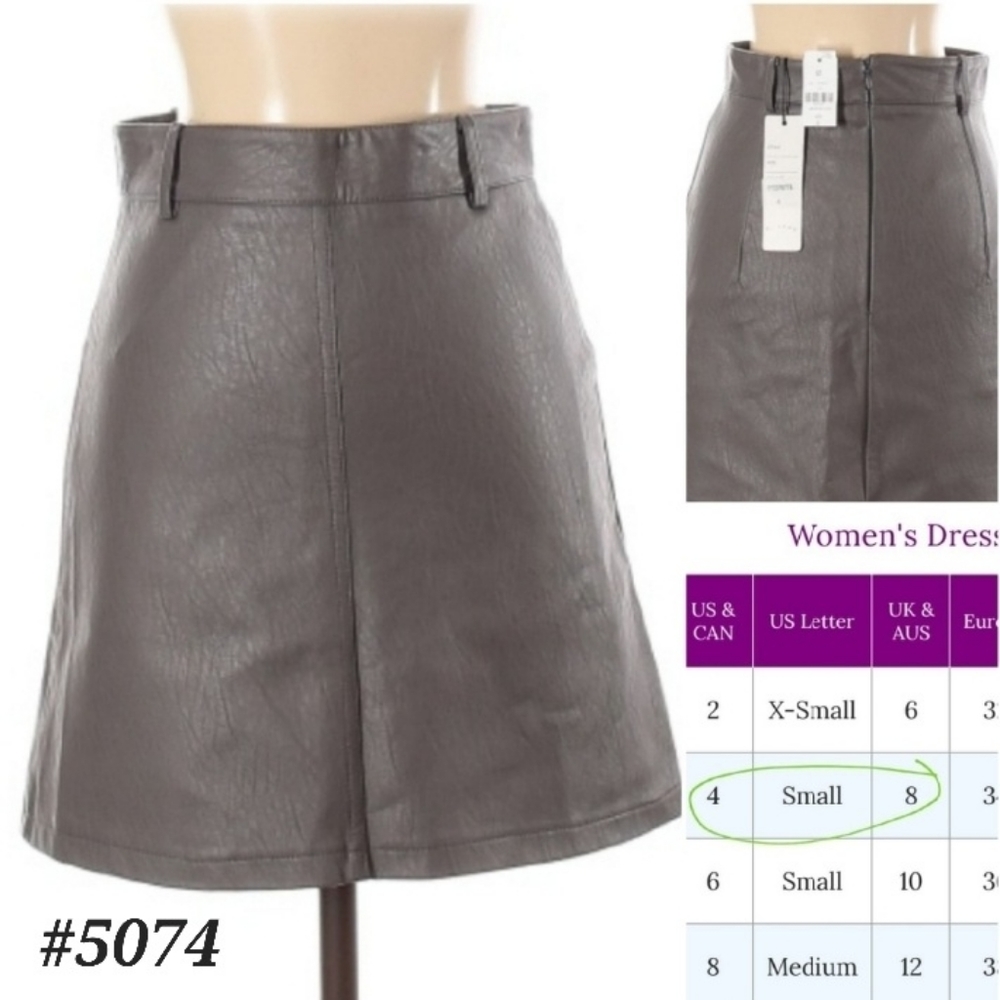 LF NWT! E-Lady gray vegan leather skirt Size 4🤍